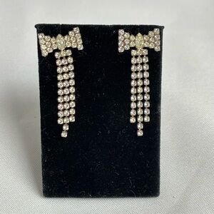 Vintage Bow‎ Drop Earrings with Crystal Accents